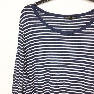 Fred David Tops - NEW striped knit tunic navy blue white 3X Fred David Tops - NEW striped knit tunic navy blue white 3X